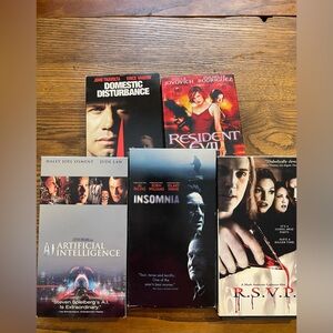 Set of 5 VHS RSVP, Resident Evil, AI, Insomnia, Domestic Disturbance